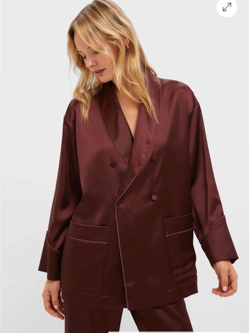 Tuckernuck Chocolate Satin Smoking Jacket NWOT